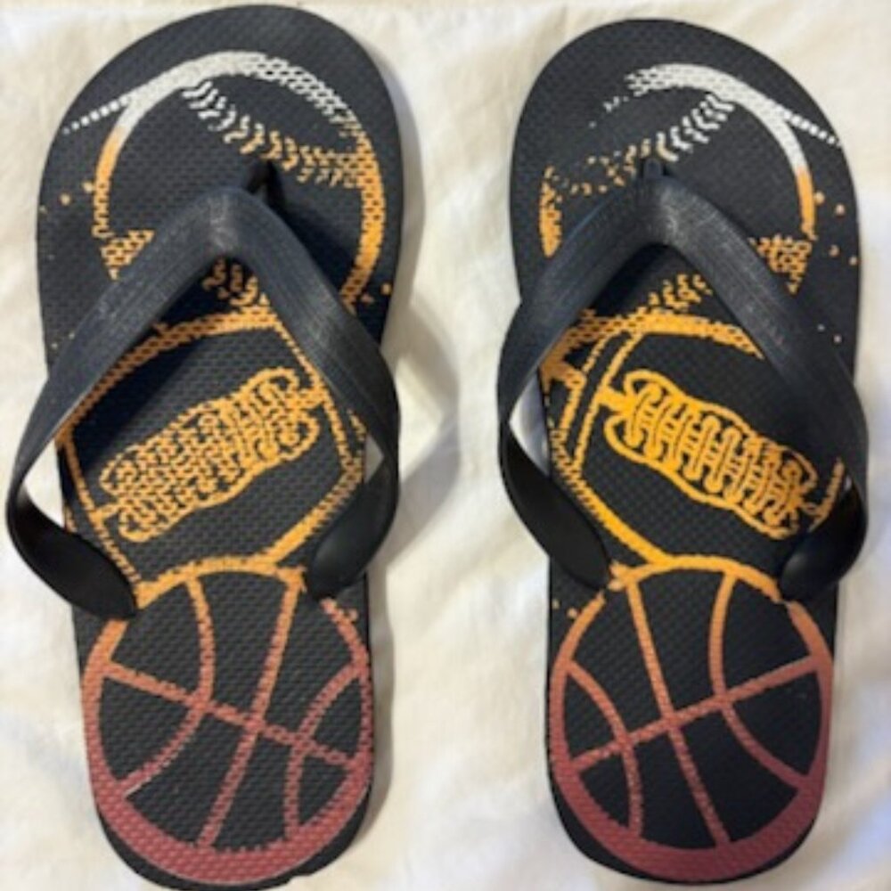 The Children’s Place - Boys Sport Flip Flops - Black Orange (Youth 5-6)